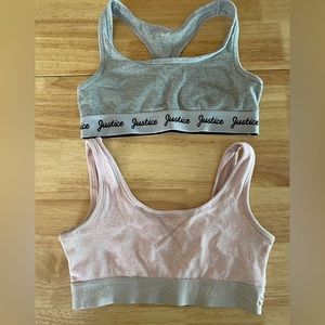 Justice Girls Size 28 Set of Two Sports Bras Gray Pink